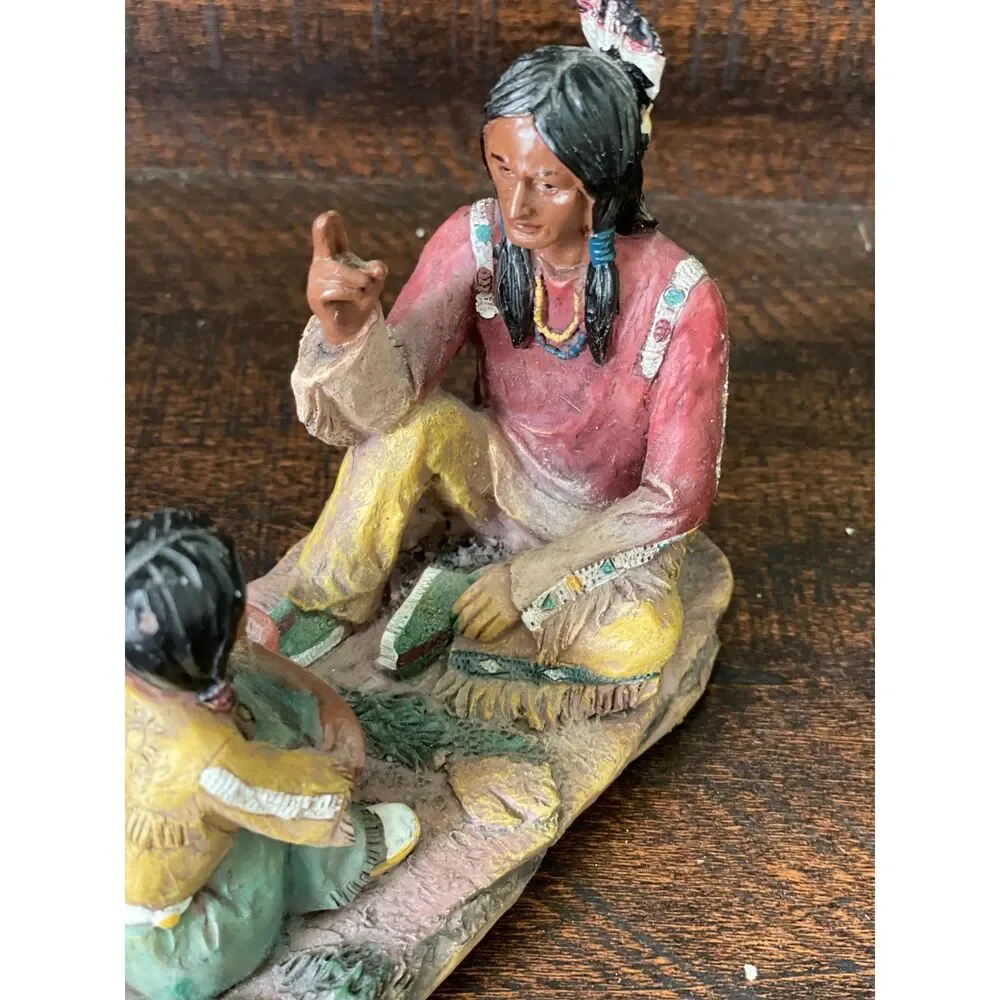 Vintage Native American Storyteller Figurine Elder & Child Southwestern Decor